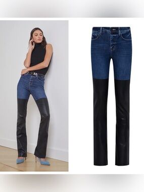 NEW L'AGENCE RUTH COATED JEAN-MAGNOLIA/BLACK COATED - SIZE: 29